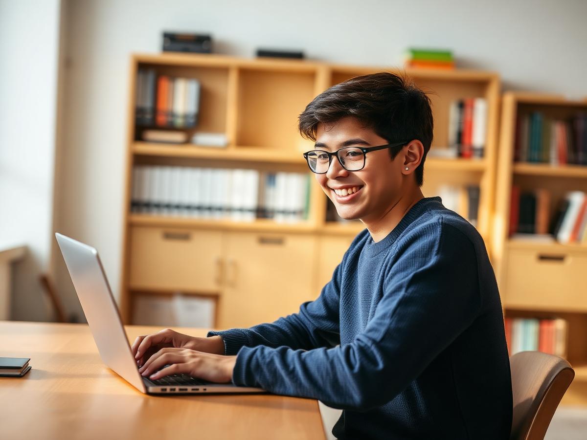 Student preparing for the GMAT on a laptop